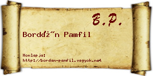 Bordán Pamfil névjegykártya